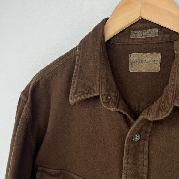 ST JOHNS BAY Shirt Mens LT Tall Chamois Flannel Button Up Cotton Brown VTG - Picture 6 of 16